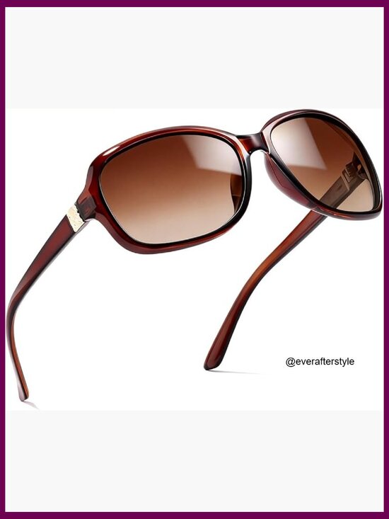 Polarized Square Sunglasses with UV400 Protection, Wrap Around Frame